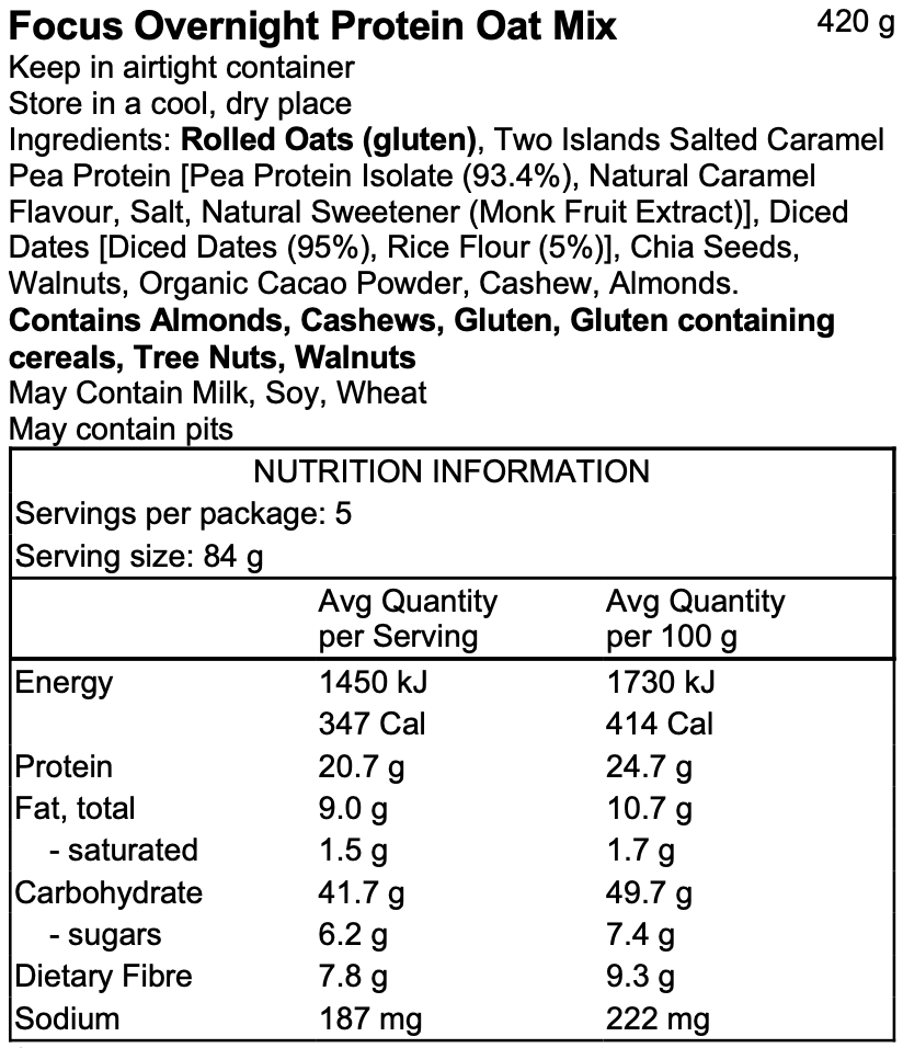Focus Overnight Oat Mix